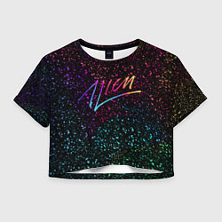 Футболка 3D укороченная женская AVICII АВТОГРАФ RAIBOW, цвет: 3D-принт