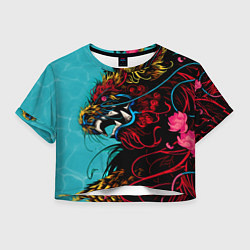 Футболка 3D укороченная женская Дракон Dragon, цвет: 3D-принт