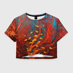Футболка 3D укороченная женская Коралловые рыбки, цвет: 3D-принт