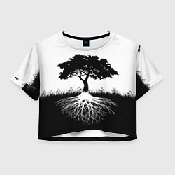Футболка 3D укороченная женская ДЕРЕВО ИНЬ-ЯНЬ, цвет: 3D-принт