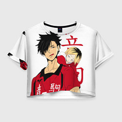 Футболка 3D укороченная женская Куроо и Кенма, Haikyuu!!, цвет: 3D-принт