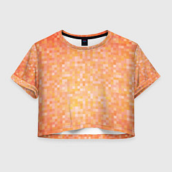 Футболка 3D укороченная женская Оранжевая пиксель абстракция, цвет: 3D-принт