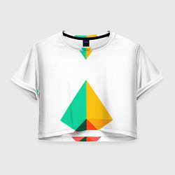 Футболка 3D укороченная женская Треугольники, цвет: 3D-принт