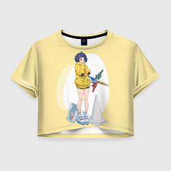 Футболка 3D укороченная женская А-чан, цвет: 3D-принт