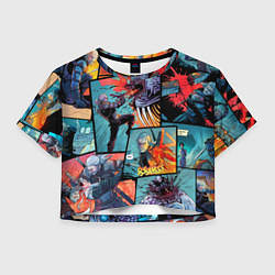 Футболка 3D укороченная женская Ведьмак The Witcher комикс, цвет: 3D-принт