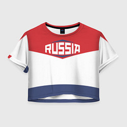 Футболка 3D укороченная женская Russia, цвет: 3D-принт