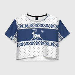 Футболка 3D укороченная женская Северный Олень звезда, цвет: 3D-принт