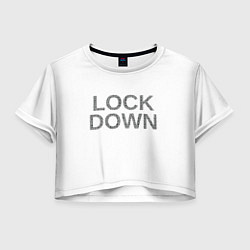 Футболка 3D укороченная женская QR Lockdown англ, цвет: 3D-принт
