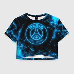 Футболка 3D укороченная женская PSG NEON STYLE SPORT ПСГ НЕОН, цвет: 3D-принт