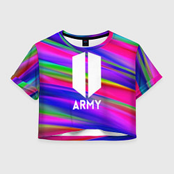 Футболка 3D укороченная женская BTS ARMY RAIBOW, цвет: 3D-принт