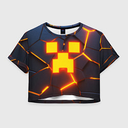 Футболка 3D укороченная женская ОГНЕННЫЙ КРИПЕР 3D ПЛИТЫ FIRE CREEPER, цвет: 3D-принт