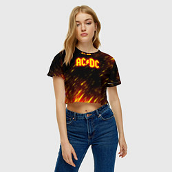 Футболка 3D укороченная женская ACDC Neon, цвет: 3D-принт — фото 2