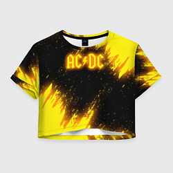 Футболка 3D укороченная женская ACDC - Neon, цвет: 3D-принт