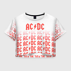 Футболка 3D укороченная женская Acdc Паттерн, цвет: 3D-принт