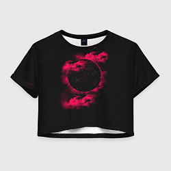 Футболка 3D укороченная женская Черная дыра Красная туманность, цвет: 3D-принт