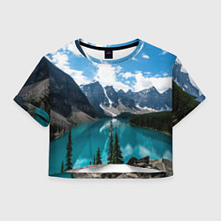 Футболка 3D укороченная женская КанадаБанф, цвет: 3D-принт