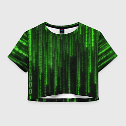 Футболка 3D укороченная женская Бегущий по коду, цвет: 3D-принт