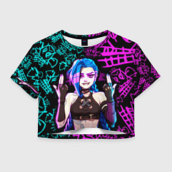 Футболка 3D укороченная женская JINX ДЖИНКС NEON PATTERN, цвет: 3D-принт