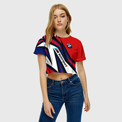 Футболка 3D укороченная женская БМВ МОТОСПОРТ BMW MOTOSPORT, цвет: 3D-принт — фото 2