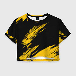 Футболка 3D укороченная женская BLACK AND YELLOW GRUNGE ГРАНЖ, цвет: 3D-принт