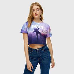 Футболка 3D укороченная женская Space walk, цвет: 3D-принт — фото 2