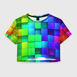 Футболка 3D укороченная женская Color geometrics pattern Vanguard, цвет: 3D-принт