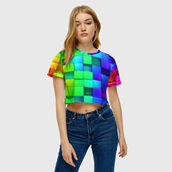 Футболка 3D укороченная женская Color geometrics pattern Vanguard, цвет: 3D-принт — фото 2