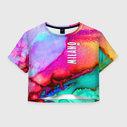 Футболка 3D укороченная женская Milano Fashion pattern, цвет: 3D-принт