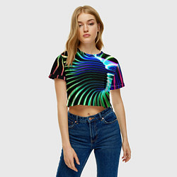 Футболка 3D укороченная женская Portal Fashion pattern Neon, цвет: 3D-принт — фото 2