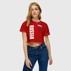 Футболка 3D укороченная женская RUSSIA - RED EDITION - SPORTWEAR, цвет: 3D-принт — фото 2