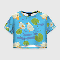 Футболка 3D укороченная женская Утки под водой, цвет: 3D-принт