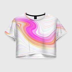 Футболка 3D укороченная женская Abstract gradient lines, цвет: 3D-принт