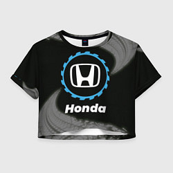 Футболка 3D укороченная женская Honda в стиле Top Gear со следами шин на фоне, цвет: 3D-принт