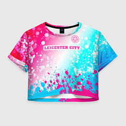 Футболка 3D укороченная женская Leicester City Neon Gradient, цвет: 3D-принт