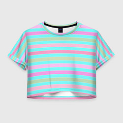 Женский топ Pink turquoise stripes horizontal Полосатый узор