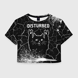 Футболка 3D укороченная женская Группа Disturbed и Рок Кот, цвет: 3D-принт