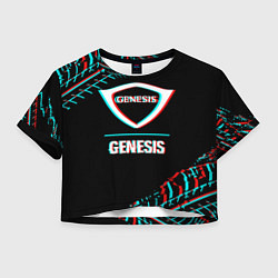 Женский топ Значок Genesis в стиле Glitch на темном фоне