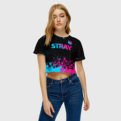 Футболка 3D укороченная женская Stray - neon gradient logo, цвет: 3D-принт — фото 2