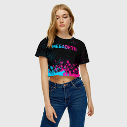 Футболка 3D укороченная женская Megadeth - neon gradient, цвет: 3D-принт — фото 2