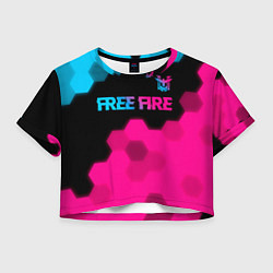 Футболка 3D укороченная женская Free Fire - neon gradient: символ сверху, цвет: 3D-принт