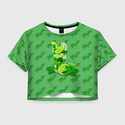 Футболка 3D укороченная женская Мохито - коктейль, цвет: 3D-принт