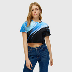 Футболка 3D укороченная женская Тёмно-синий мрамор, цвет: 3D-принт — фото 2