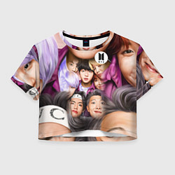 Футболка 3D укороченная женская BTS Team Photo, цвет: 3D-принт