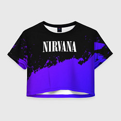 Футболка 3D укороченная женская Nirvana purple grunge, цвет: 3D-принт