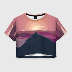 Футболка 3D укороченная женская Горы восход солнца Mountain landscape, цвет: 3D-принт