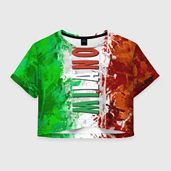 Футболка 3D укороченная женская Флаг Италии - кляксы, цвет: 3D-принт