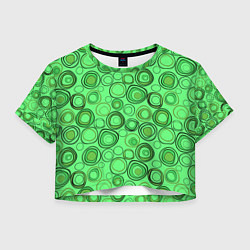 Футболка 3D укороченная женская Ярко-зеленый неоновый абстрактный узор, цвет: 3D-принт