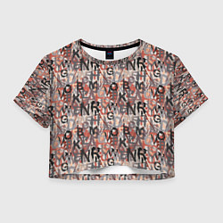 Футболка 3D укороченная женская Буквы краской, цвет: 3D-принт