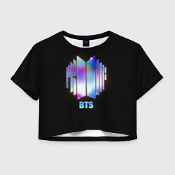 Футболка 3D укороченная женская BTS gradient logo, цвет: 3D-принт