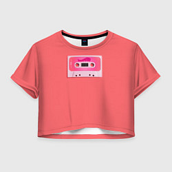 Футболка 3D укороченная женская BTS cassette, цвет: 3D-принт